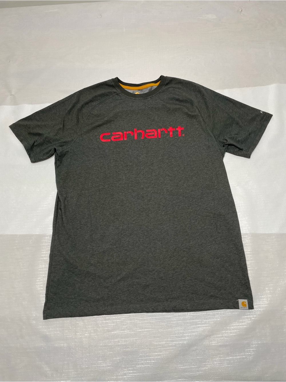 Carhartt Charcoal Crewneck Tee with Red Logo Sz:Medium